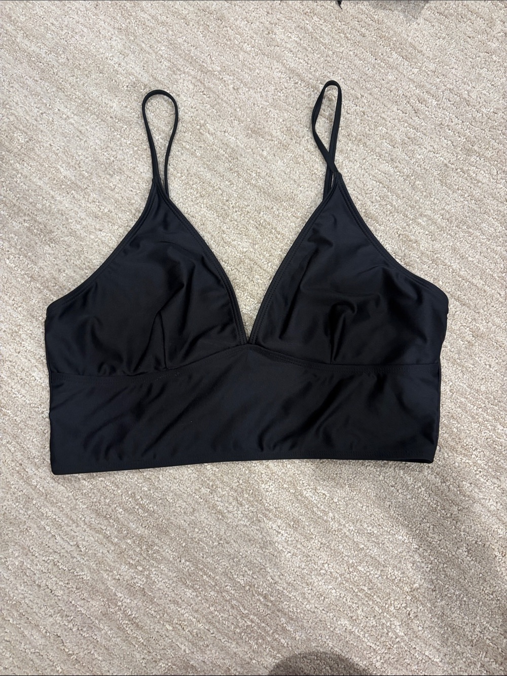 SHEIN Black Longline Triangle Bikini Top